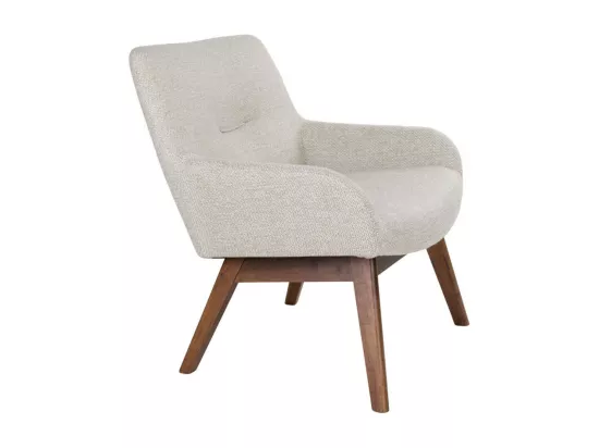 London - Fauteuil en tissu et pieds en bois naturel : Couleur - Ecru