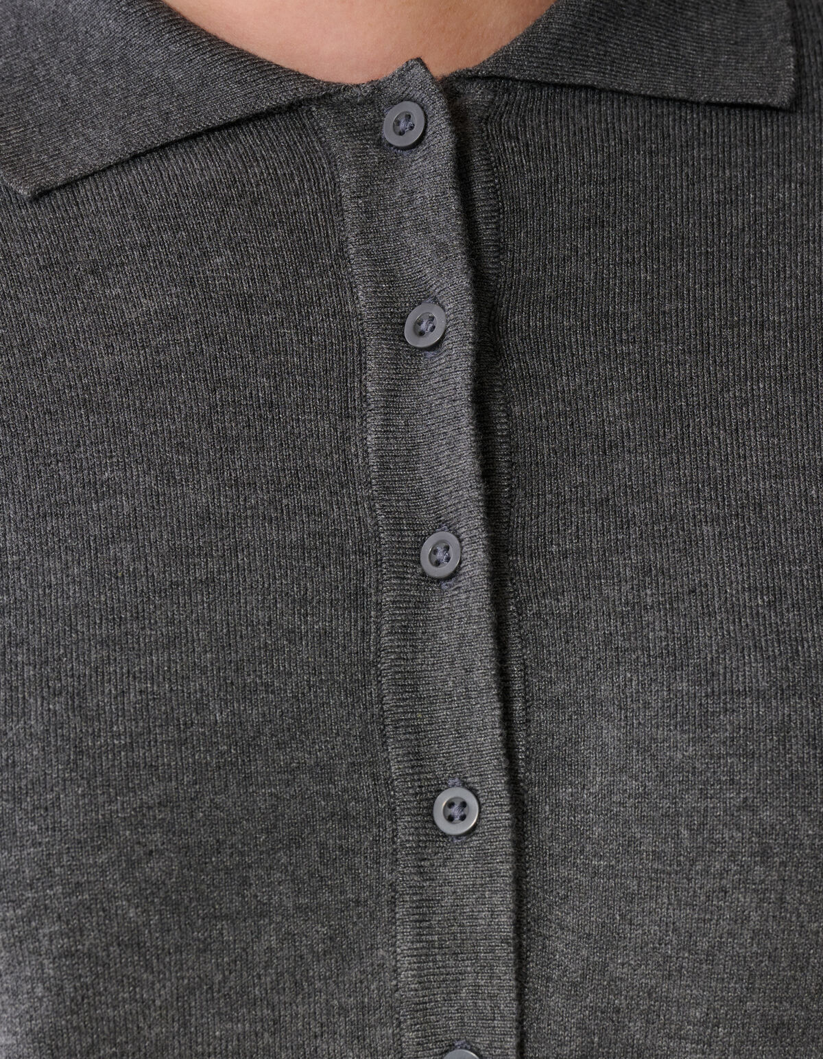 Shortsleeve Gebreide Polo Donkergrijs