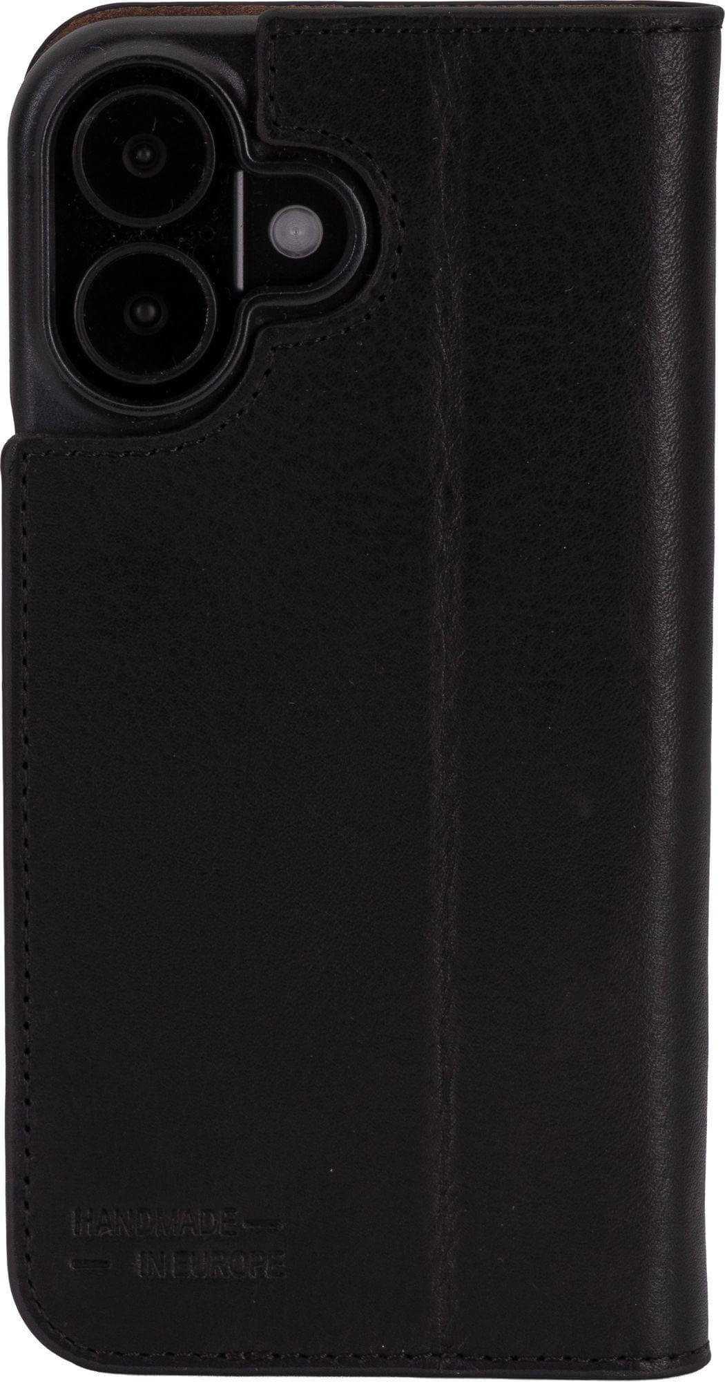 iPhone 17 Echtleder Bookcase Hülle Tegel (11123) - Schwarz