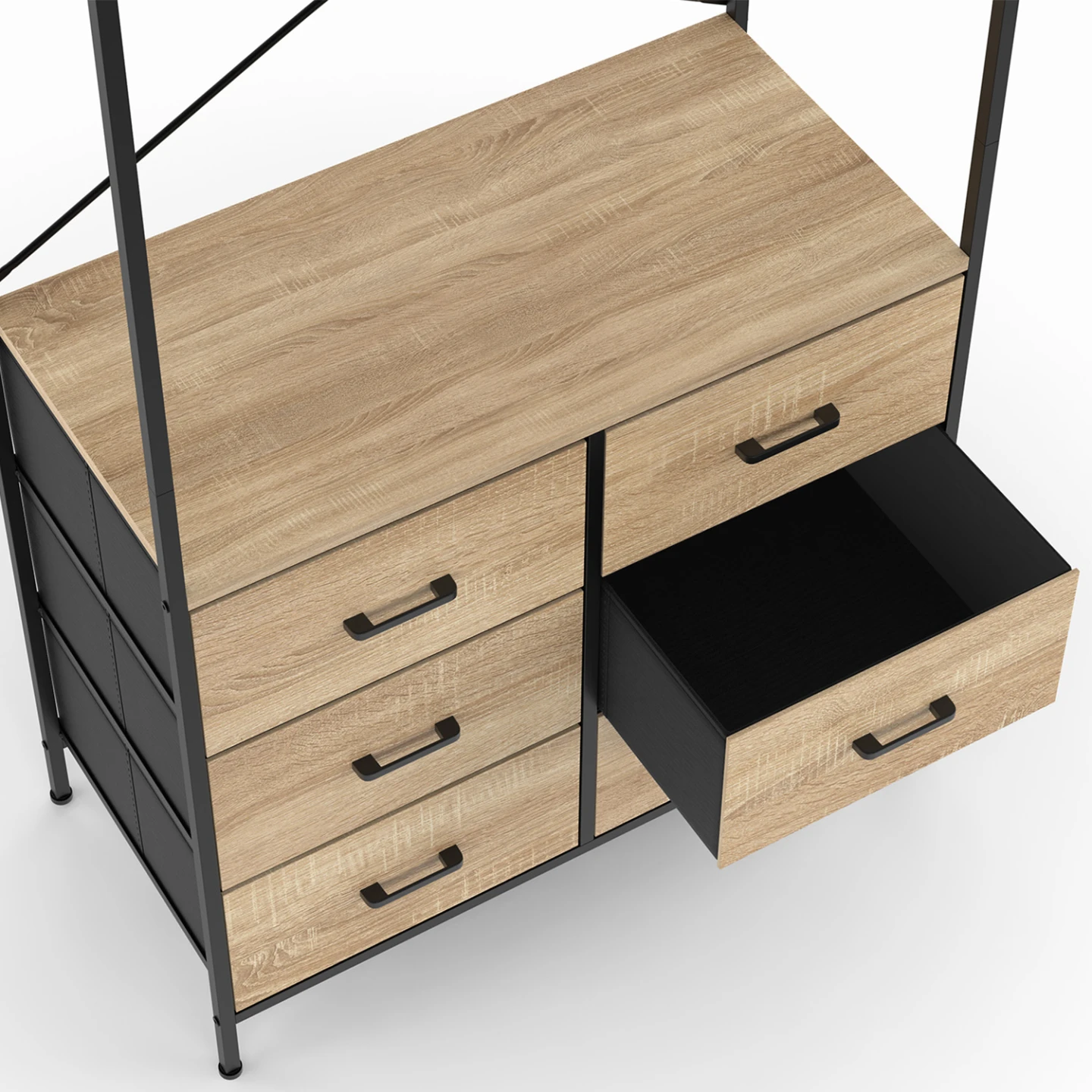 Dressing penderie L. 80 cm UTAH avec 6 bacs en tissu bois et noir