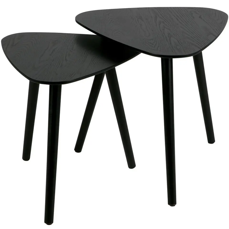 WOOOD Nila Bijzettafels - Hout - Zwart - Set van 2