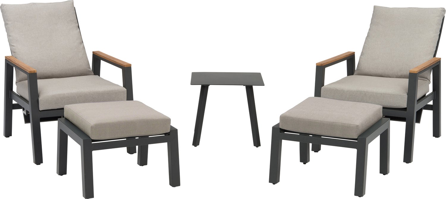 Intratuin verstelbare 5-delige aluminium relax-set Demi antraciet