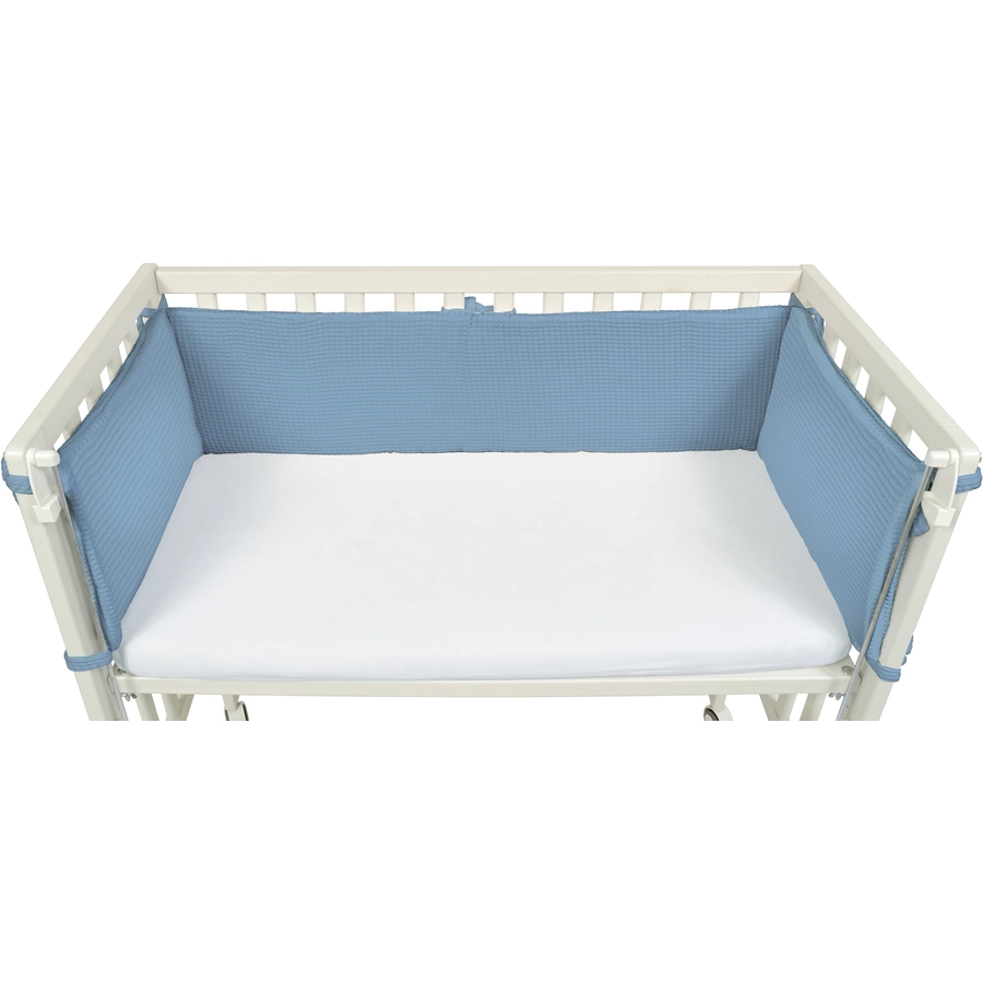 Dr. Sonne Nestchen für Beistellbett Waffelpiquet Uni blau 26 x 170 cm