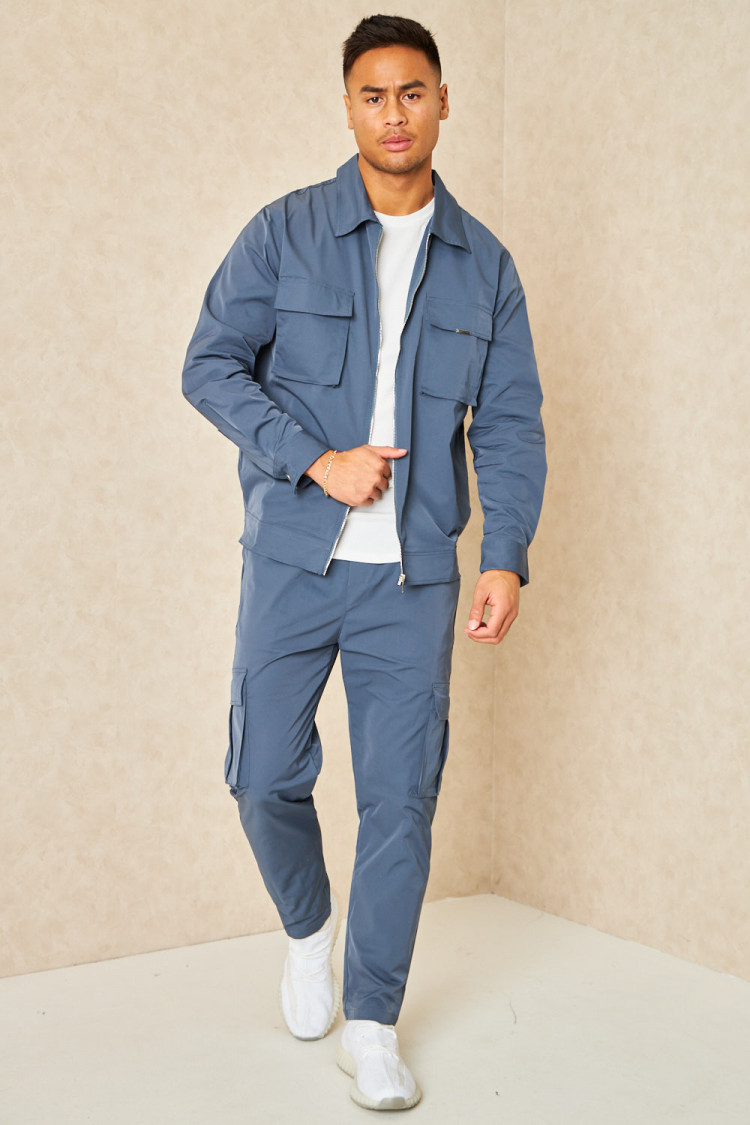 Ensemble gris foncé veste + pantalon cargo
