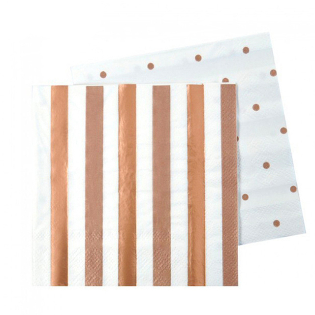 (57-tlg. Set) Einweg Geschirr Party Tisch Dekoration - Roségold / Weiss