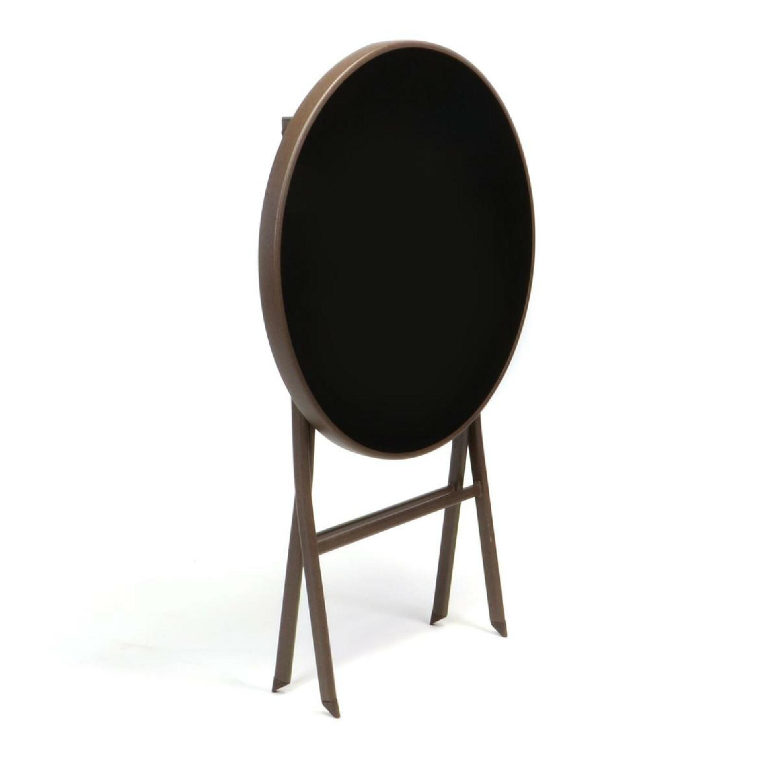 VCM Bistrotisch mit Glasplatte klappbar Terrassentisch Glastisch braun Ø 60 cm Stahl