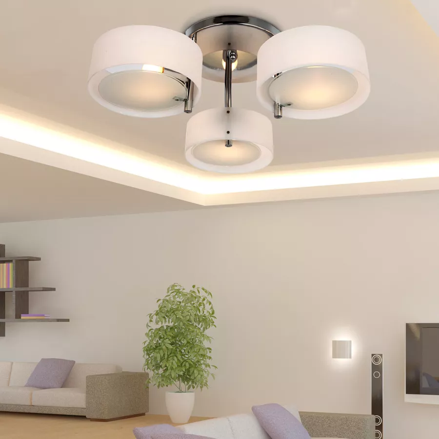 HOMCOM Deckenlampe 3-flammig weiß