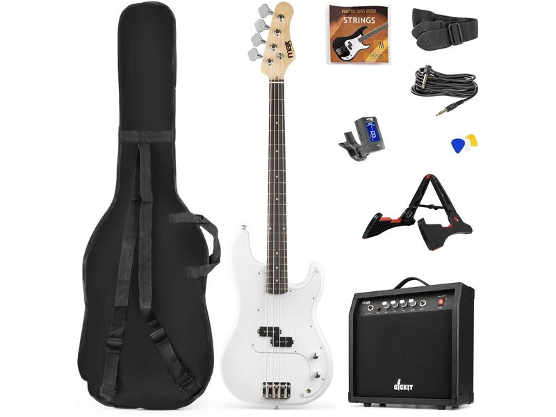 MAX E-Bass GigKit Weiss Bass Gitarrenset