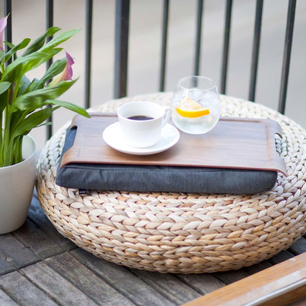 Mini Laptray brett Valnød/Grå