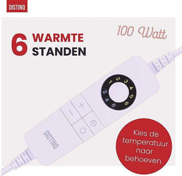 DistinQ - Elektrische Onderdeken - Wit - 150x80 cm - 100 Watt - Automatische Uitschakeling