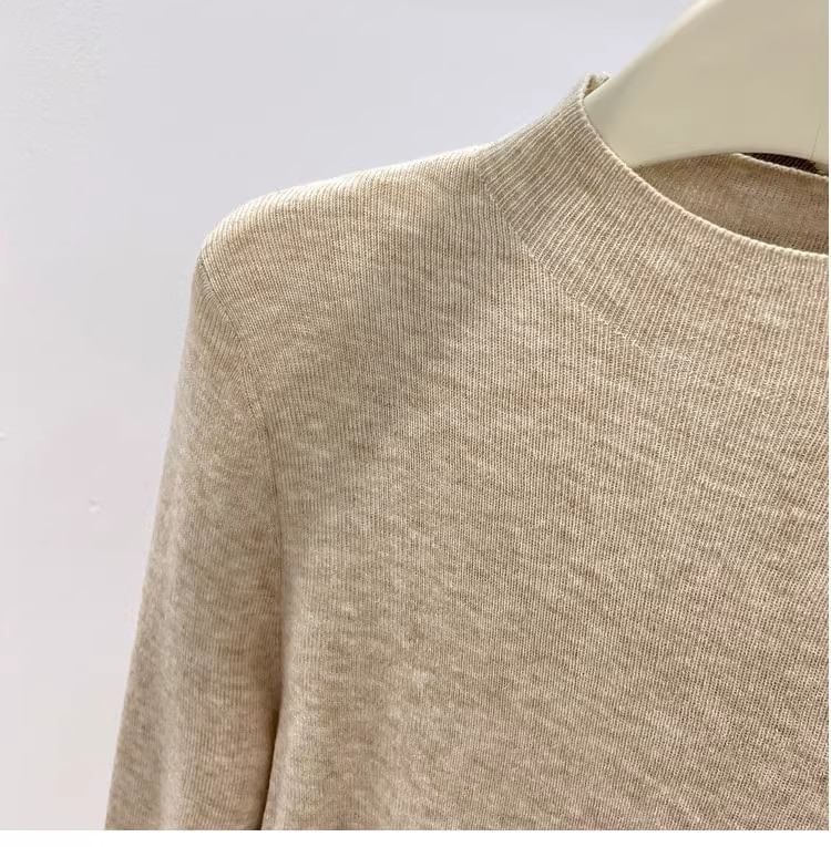 Frigga - Lange mouwen, effen gebreide top met col