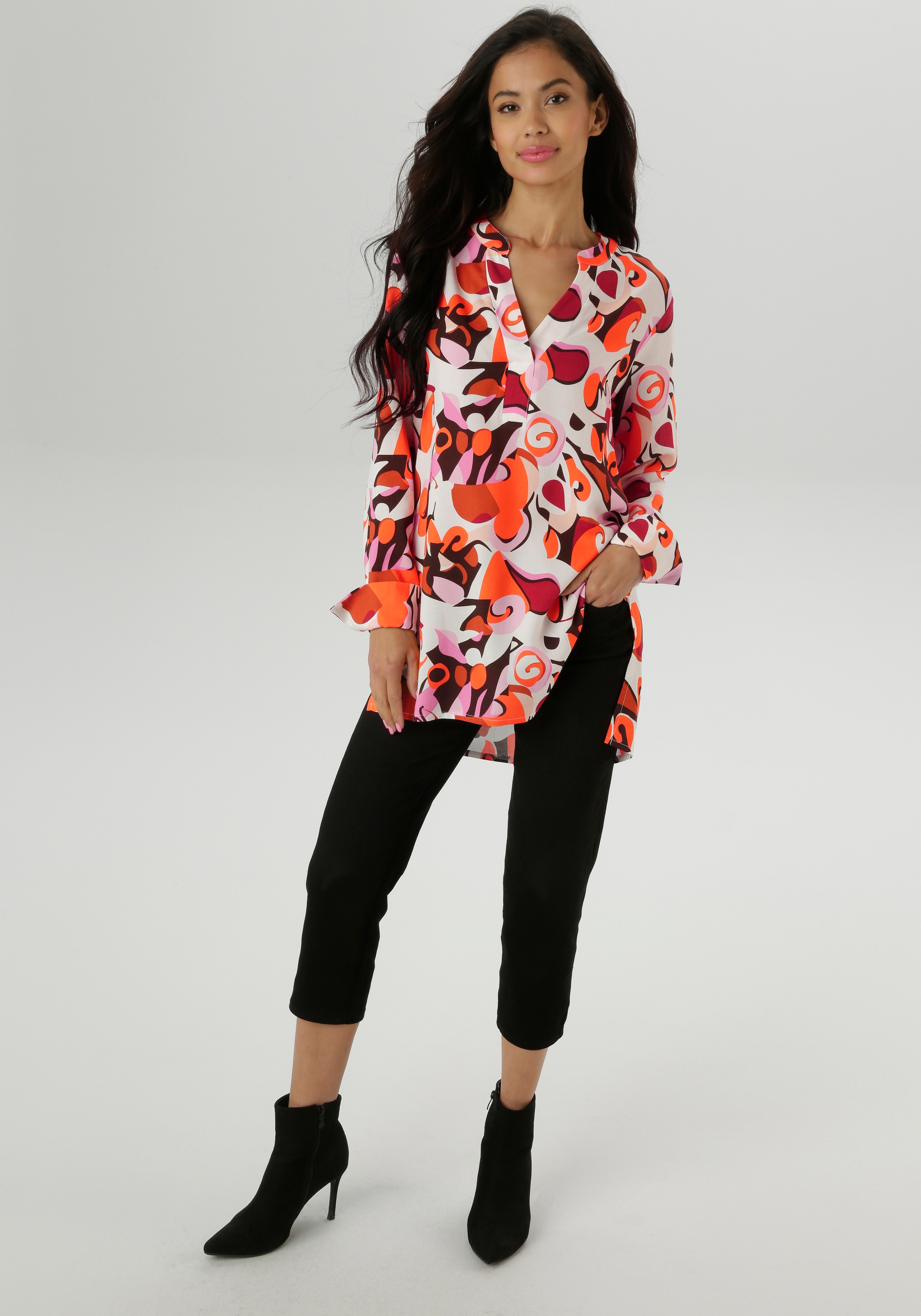 Aniston SELECTED Longbluse , mit malerischen und fantasievollem Druck - NEUE KOLLEKTION