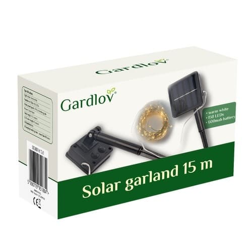 15m LED Girlang - Solcell