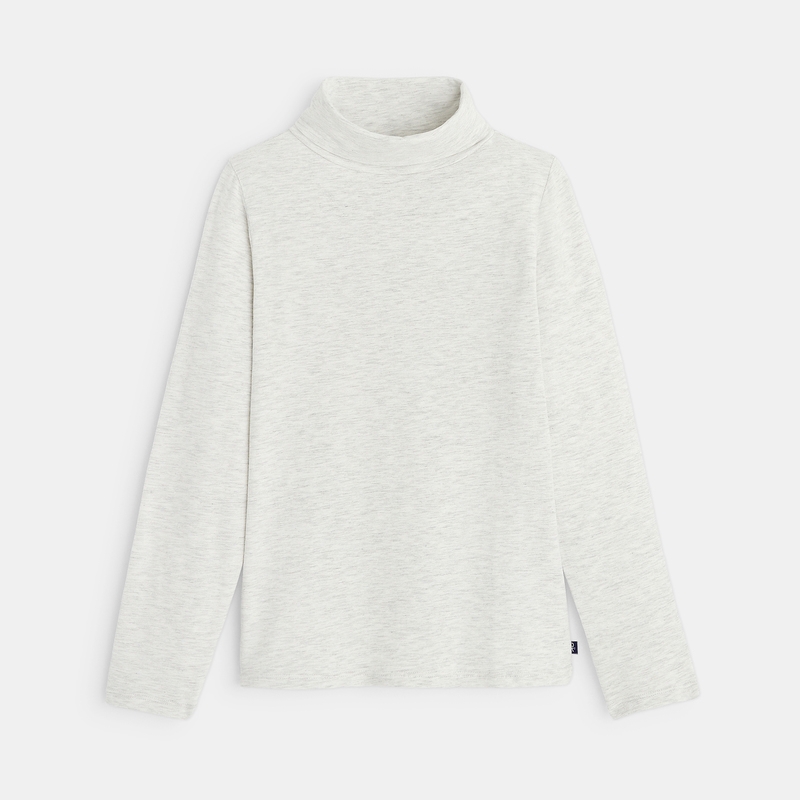 T-shirt col roulé manches longues blanc garçon