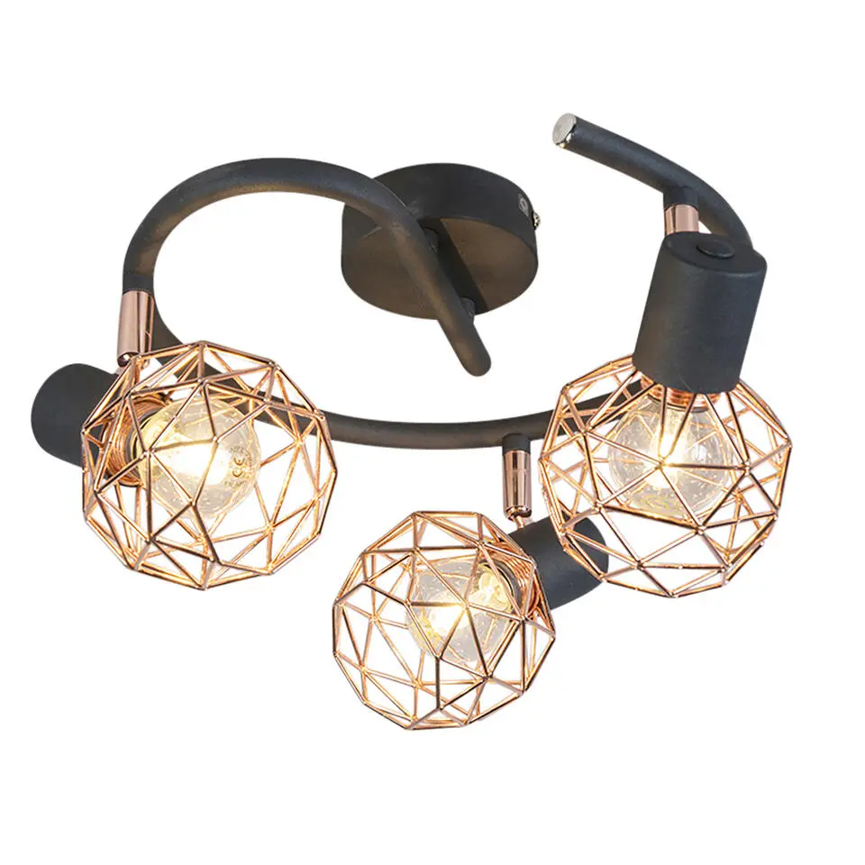 Qazqa opbouwspots mesh bruin e14