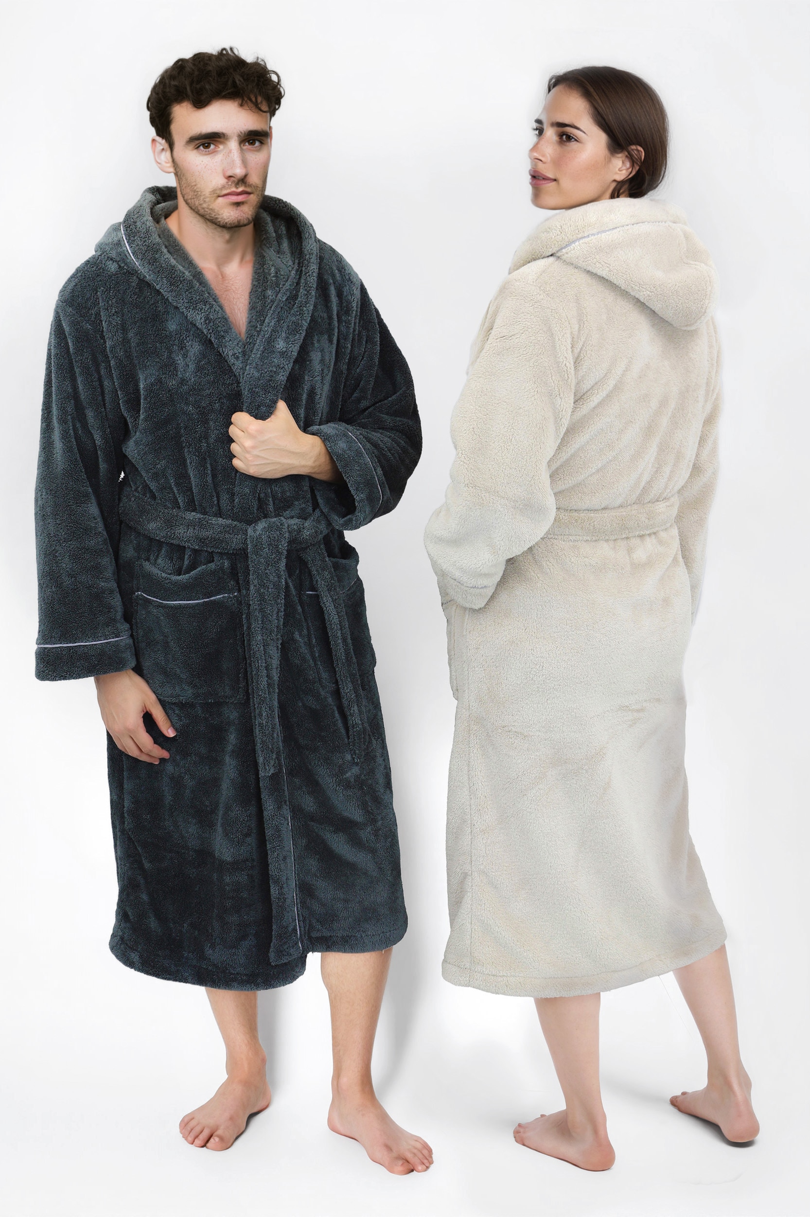 my home Unisex-Bademantel »Lillou, ideal für Sauna & Spa, Hotelbademantel, Morgenmantel«, 1 Stk. kuschelig weicher Fleece, plüsch, für Damen und Herren, XS-3XL