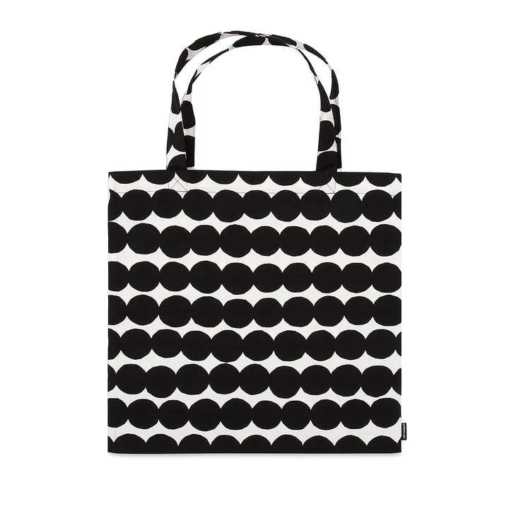 Marimekko - Räsymatto Einkaufstasche, schwarz / weiss
