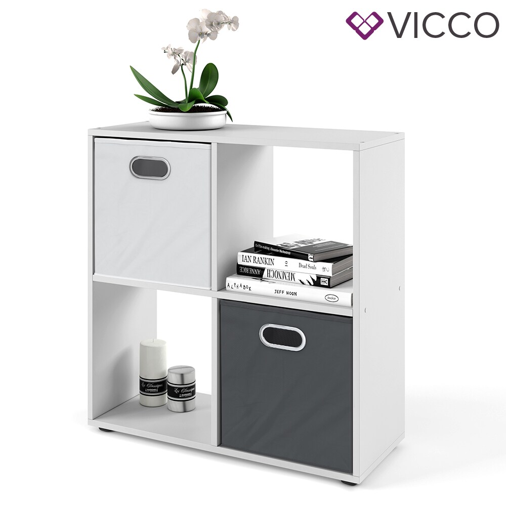 VICCO Raumteiler TETRA 4 Fächer Weiß - Bücherregal Würfelregal Standregal Regal