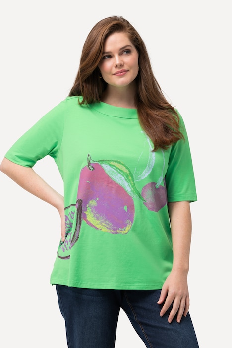 T-Shirt, Früchte, U-Boot-Ausschnitt, Halbarm
