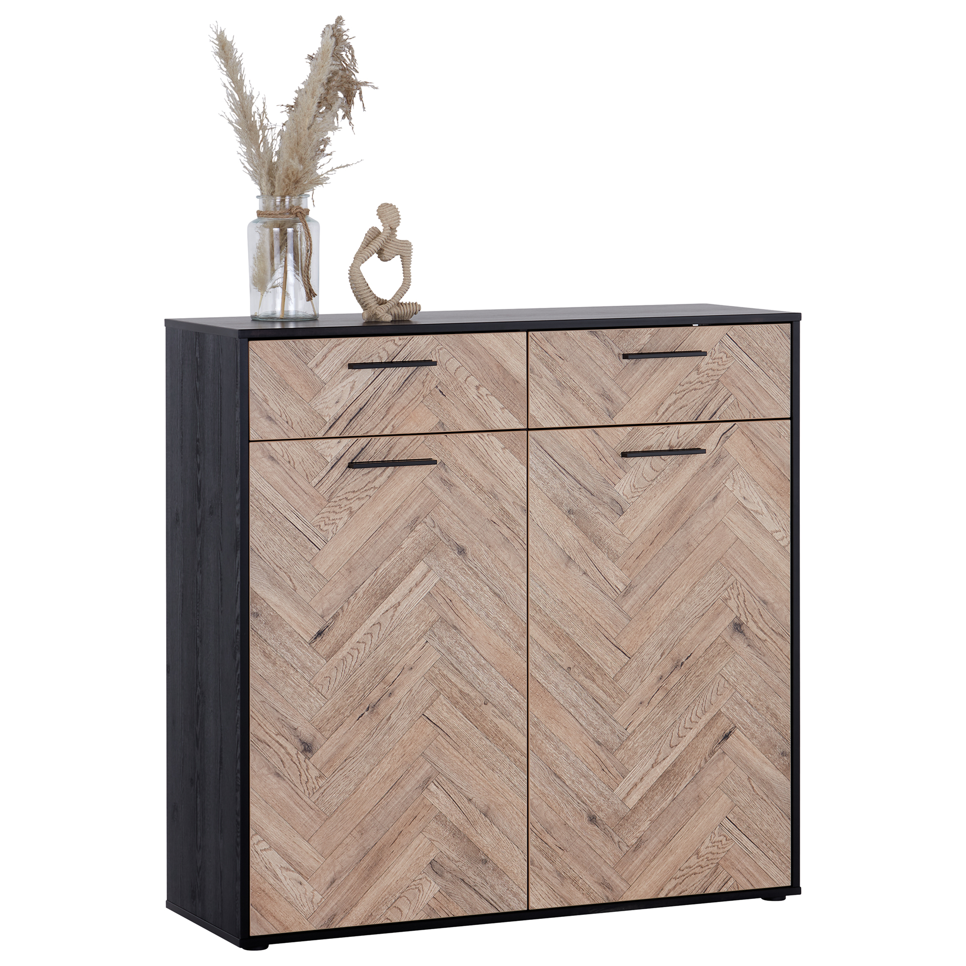Kommode - Spika Eiche - anthrazit - 110 cm breit