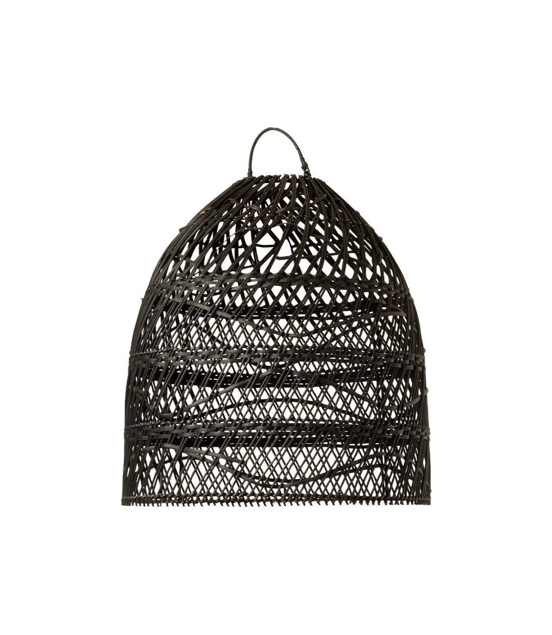 Paris Prix - Abat-jour En Rotin vague 43cm Noir