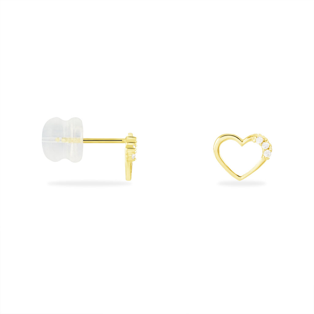 Boucles D'oreilles Puces Camomille Or Jaune Oxyde De Zirconium