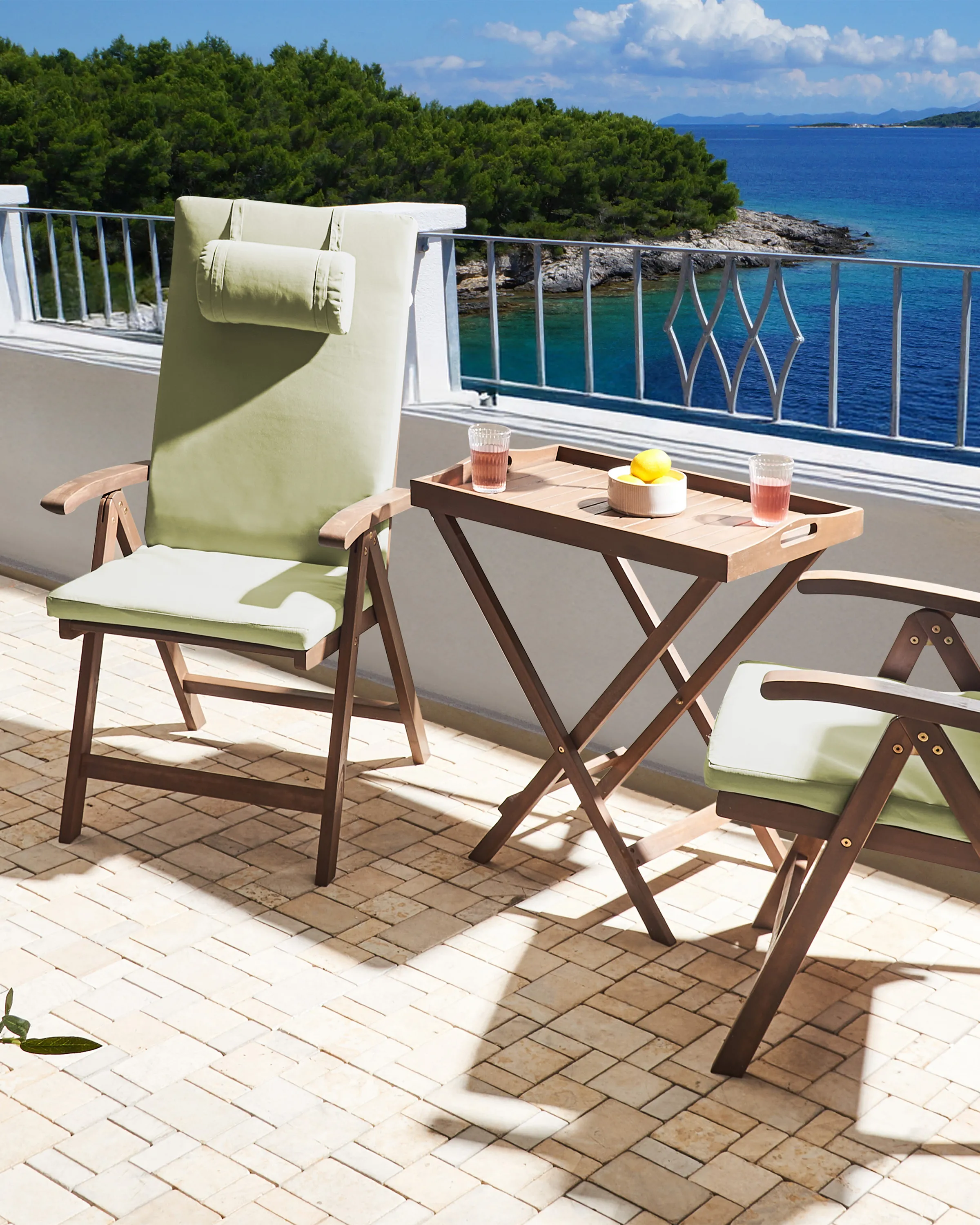 Set van 2 stoelen met zitkussen AMANTEA PREMIUM Acaciahout Groen