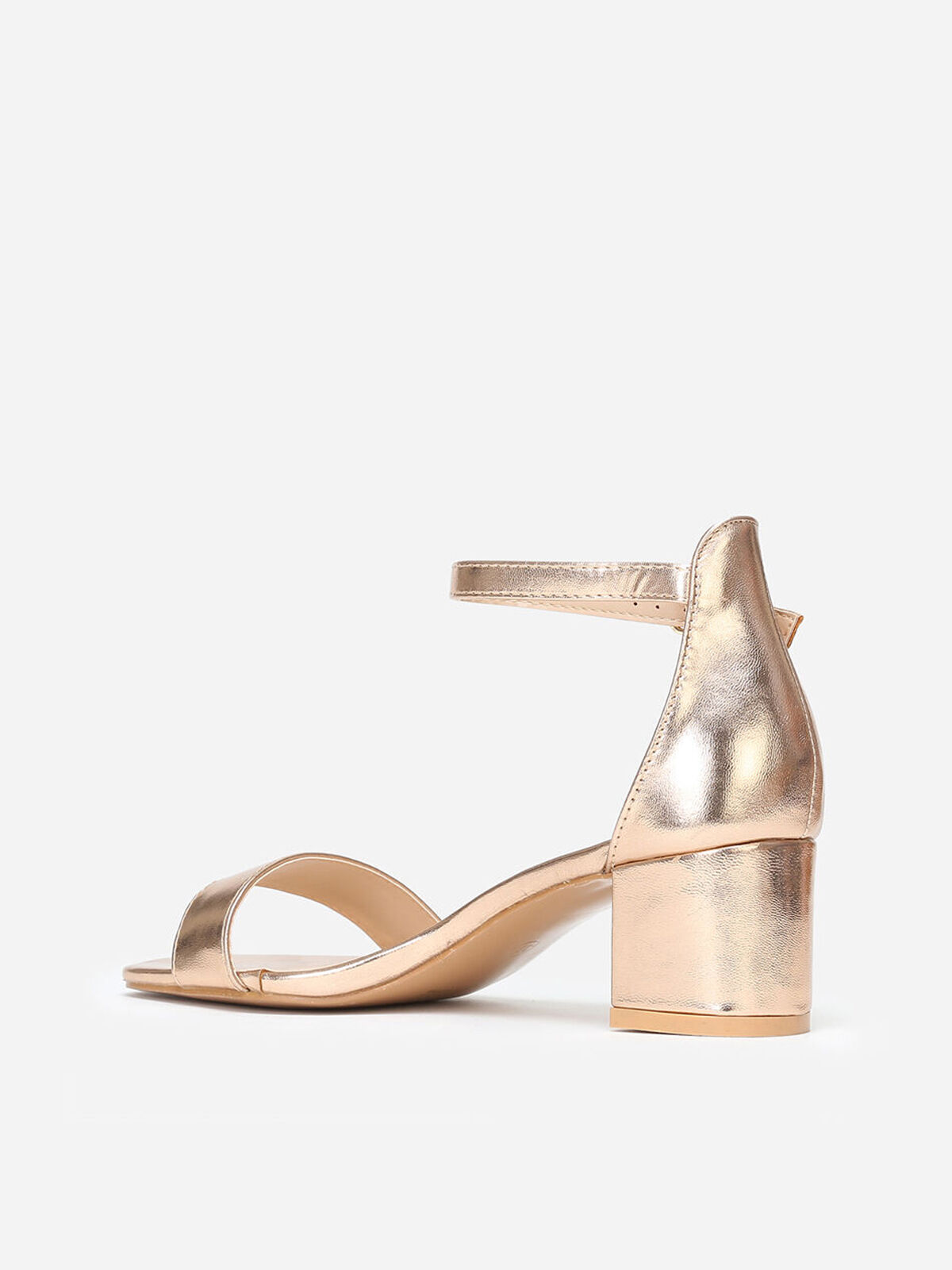 Sandales en simili à petit talon- Doré rose