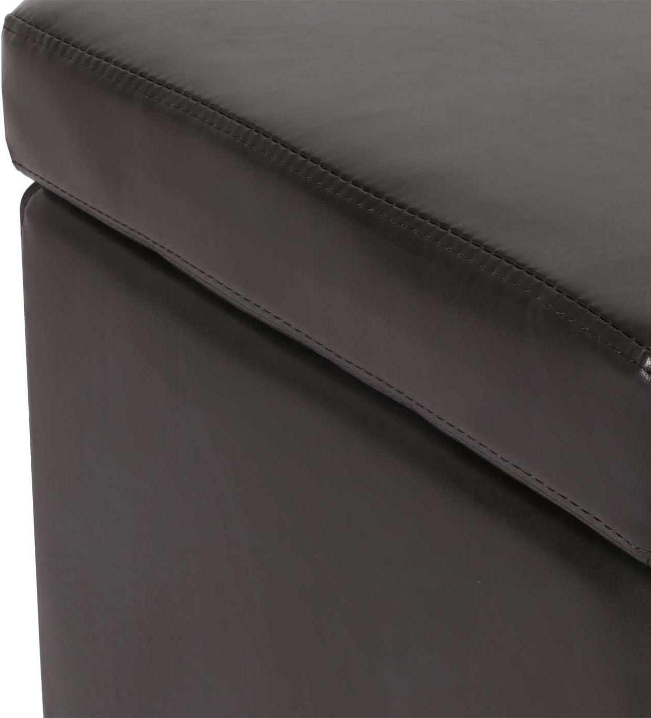 Mendler Hocker Sitzwürfel Sitzhocker Aufbewahrungsbox Onex, mit Deckel, Leder + Kunstleder, 45x44x44cm MVG - braun