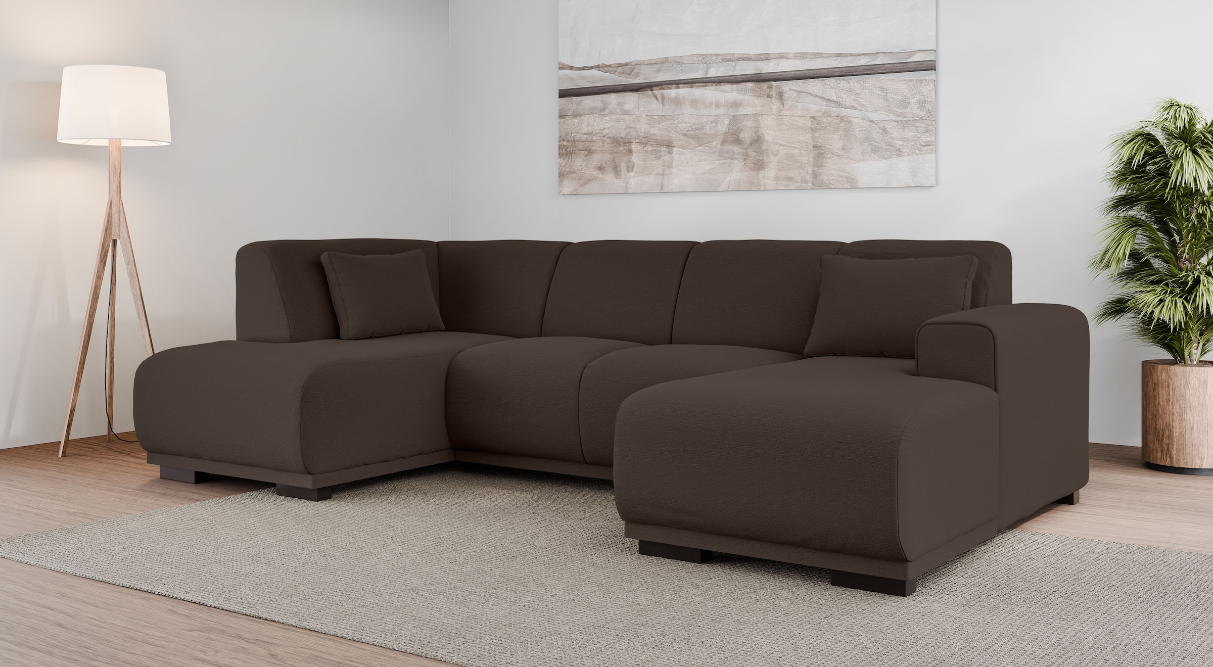 Home affaire Wohnlandschaft »BORNHOLM U-Form mit Recamiere rechts/links, B/T/H: 300/162/85 cm« U-Form mit Wellenunterfederung, Recamiere rechts oder links bestellbar