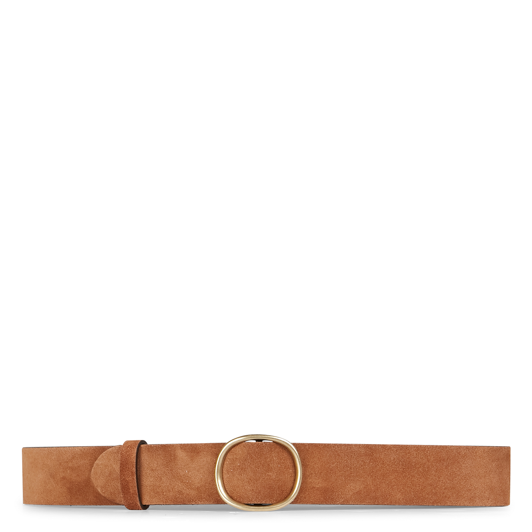 Ceinture à boucle en cuir velours | Marron