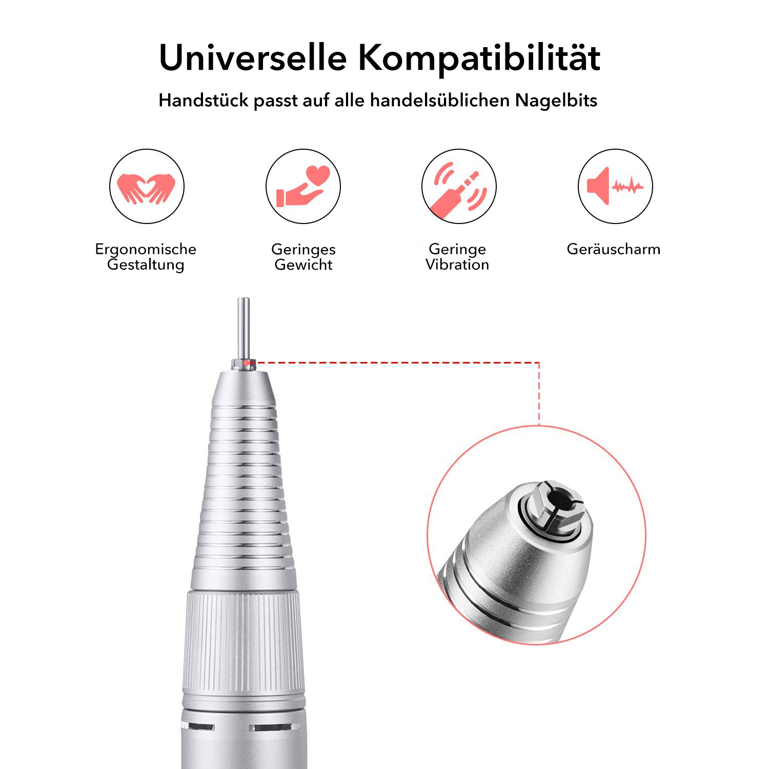 JCMaster Professioneller Nagelfräser 30.000 U/min Verbesserte Elektrische Nagelfeile für Nagelpflege, leistungsstarke Maniküre Pediküre Gerät zur Entfernung von Nagellack/Nägelgel/Nagelhaut