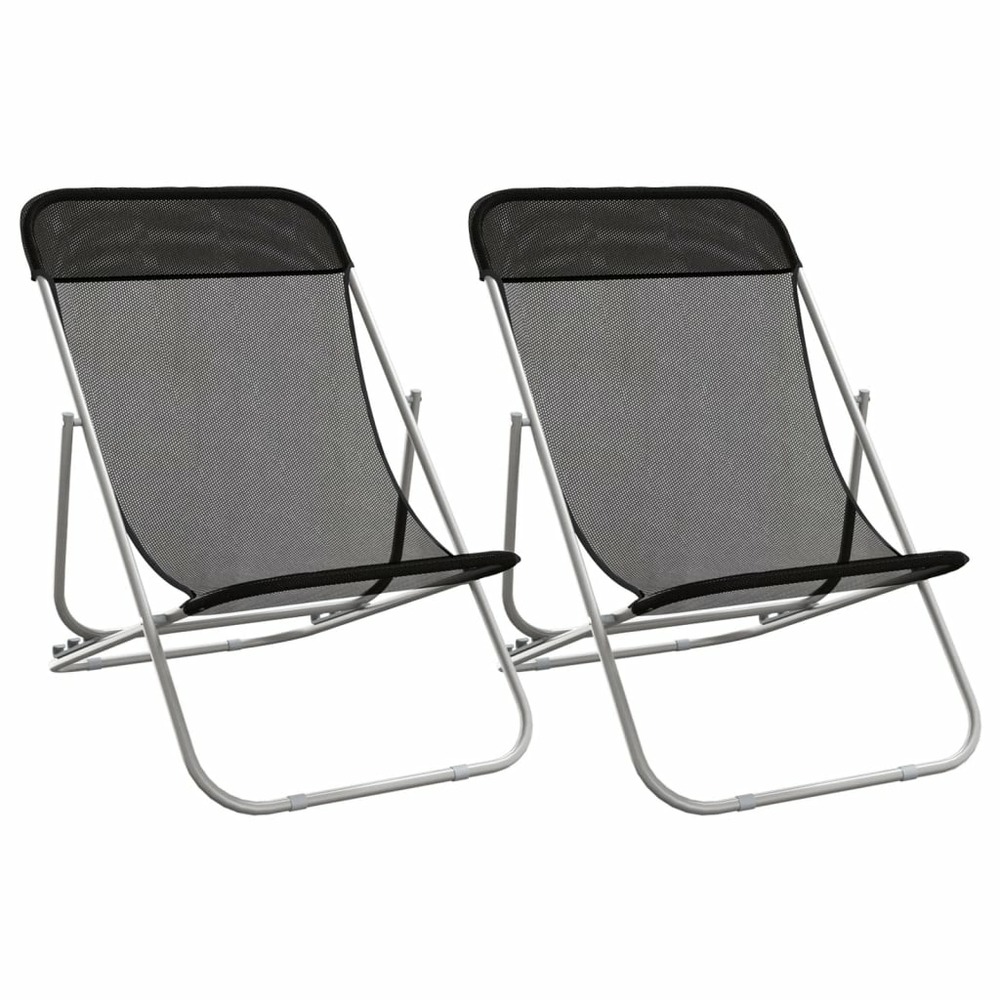 Chaises de plage pliantes 2pcs textilène acier enduit de poudre