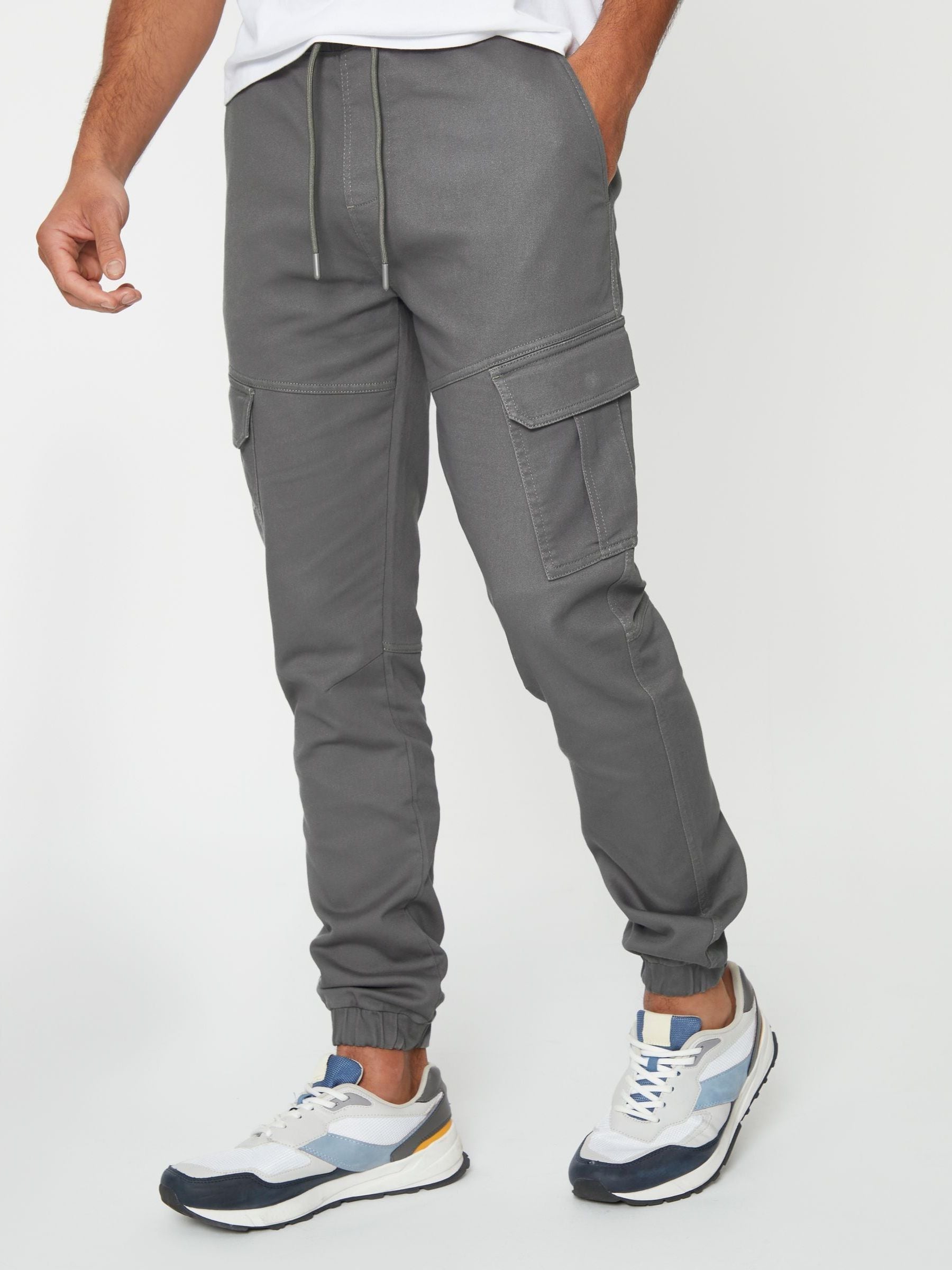 Grijs - Threadbare katoenen Blend met cargozakje en boorden