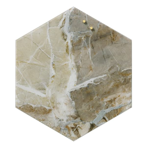 Magnetisk NAGA glastavle hexagon 42 cm beige marmor