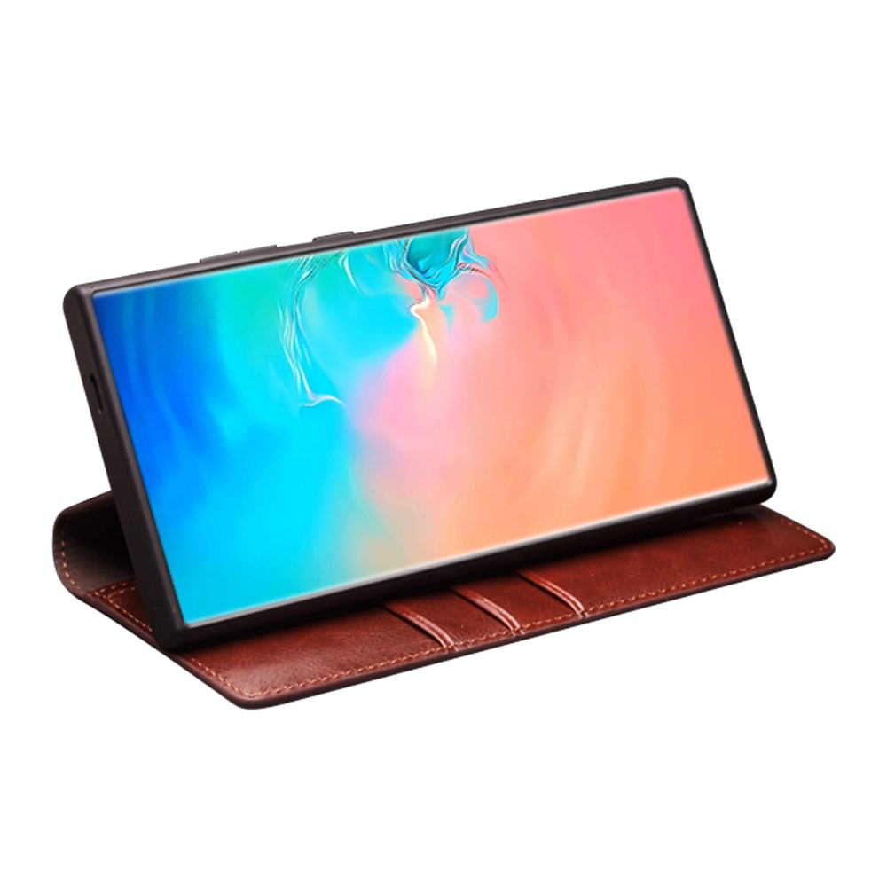 Samsung Galaxy S25 Ultra Echtleder Tasche Flip Cover mit Kartenfächer - Braun
