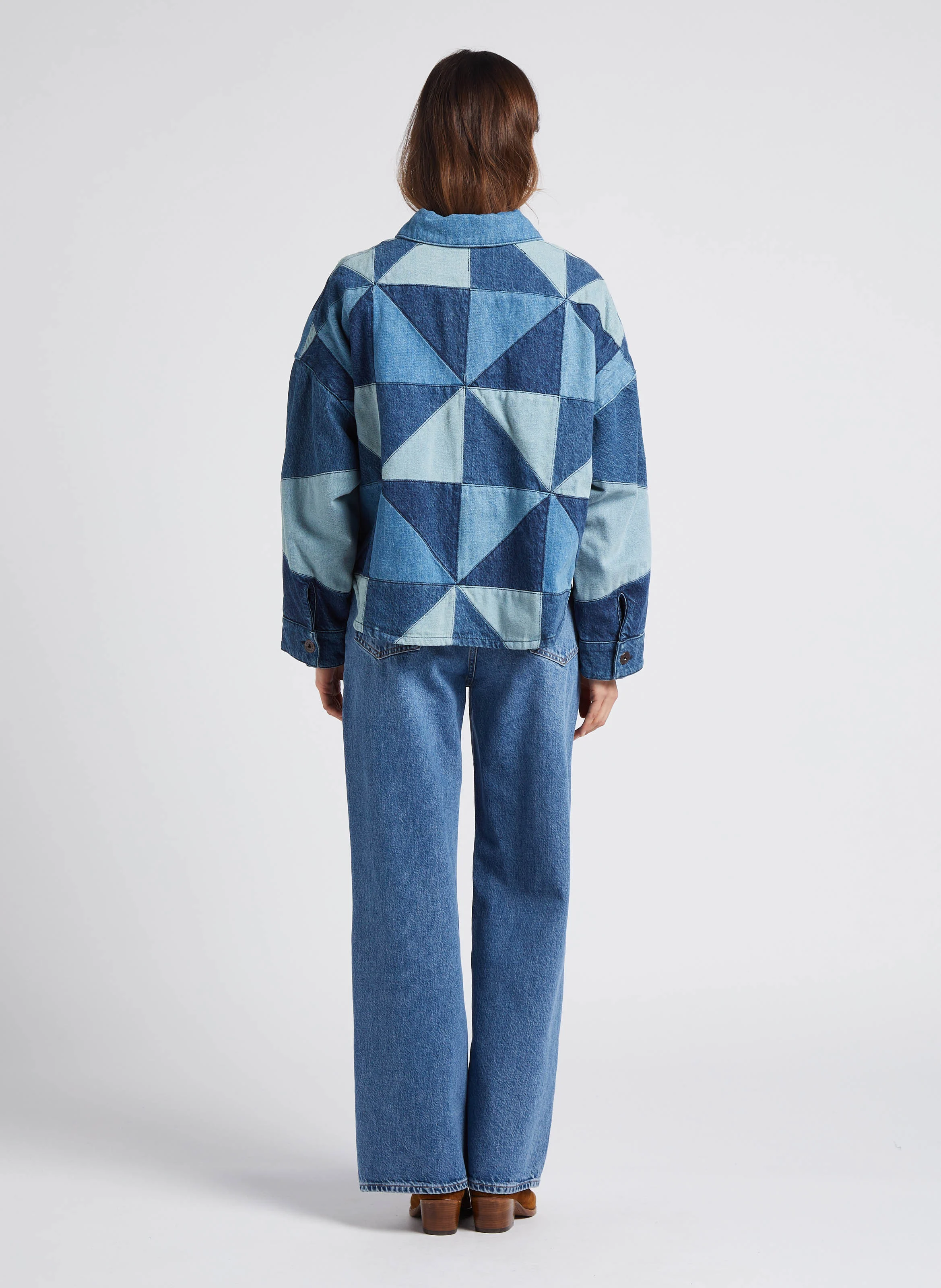 REBECCA - Jean ample droit taille haute en coton bio| Bleu
