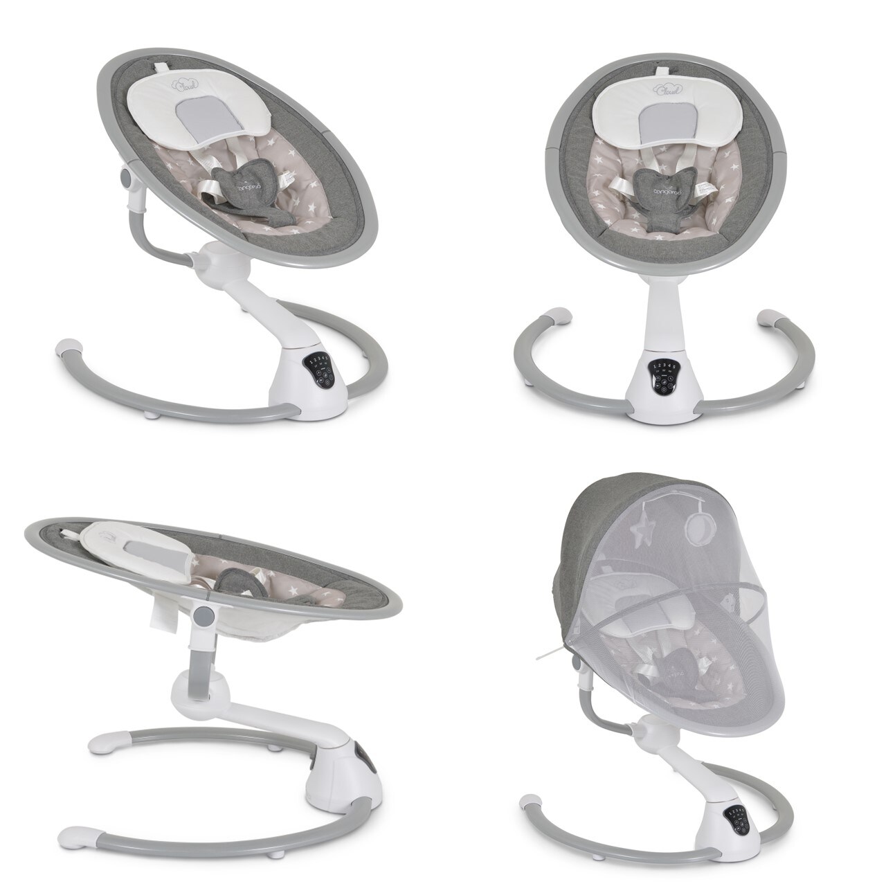 Cangaroo Swing Cloud Babywippe Musik Timer Mobile Schwingfunktion Fernbedienung beige Sterne