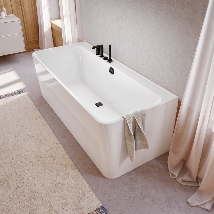 Villeroy & Boch Collaro half vrijstaand ligbad 180x80cm wit met chromen afvoerplug