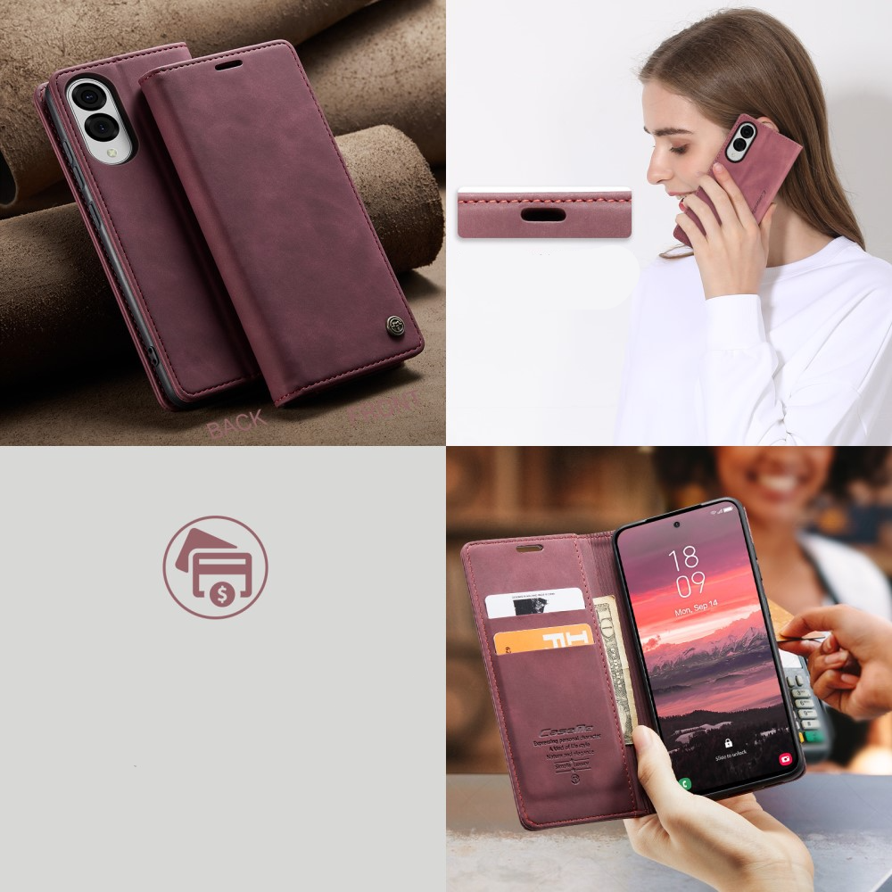 Samsung Galaxy S25 Edge Leder Tasche Flip Wallet Etui mit Kartenfächern - Dunkelrot