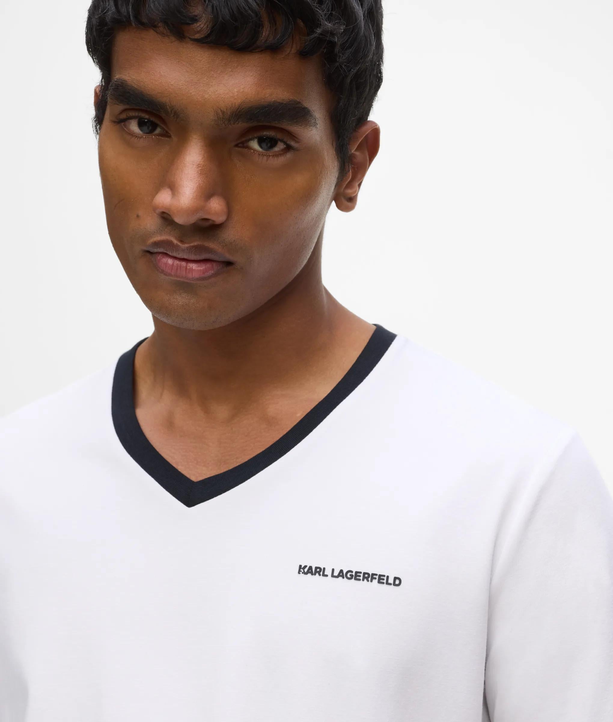 Contrast V-hals T-shirt