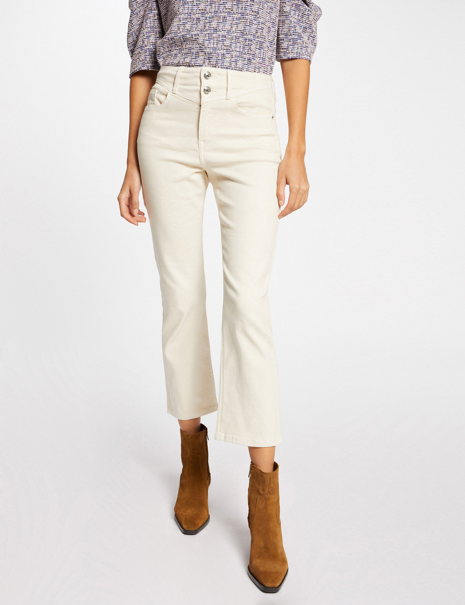 Pantalon droit 7/8ème ivoire femme - ivoire