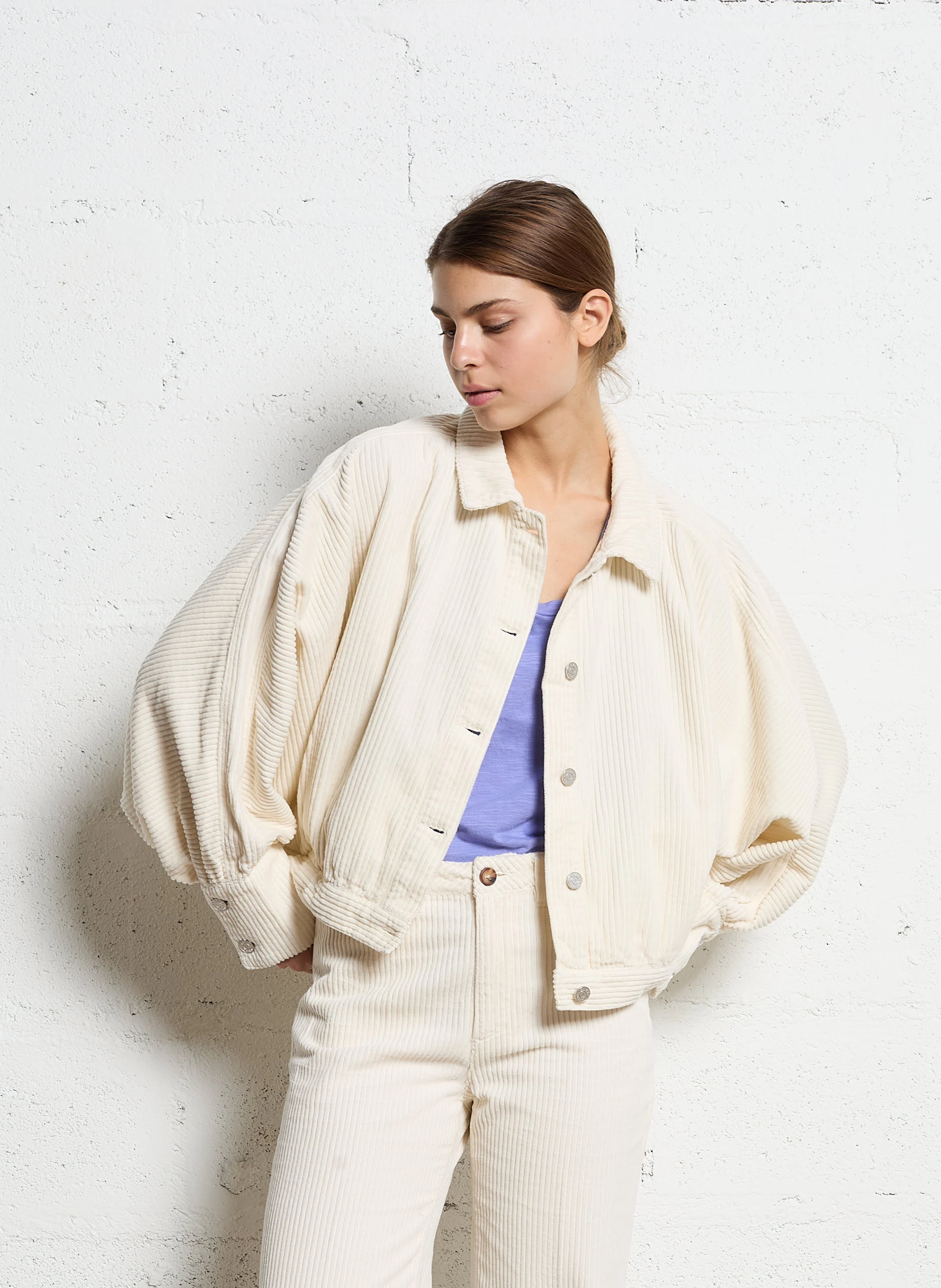 BRON - Veste col classique en coton | Beige