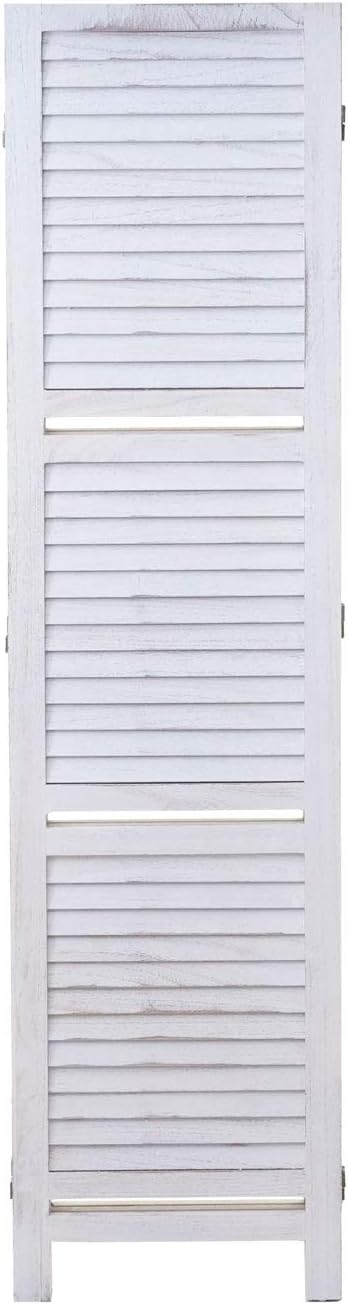 Mendler Paravent T752, Trennwand Raumteiler mit Regalböden 170x125cm, Shabby Look - weiß/weiß WW4105272