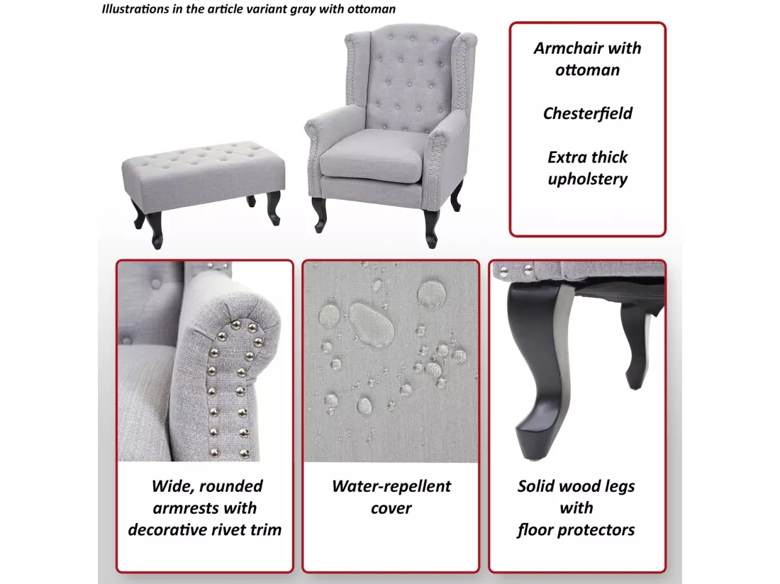Fauteuil de relaxation Oxford, gris sans ottomane