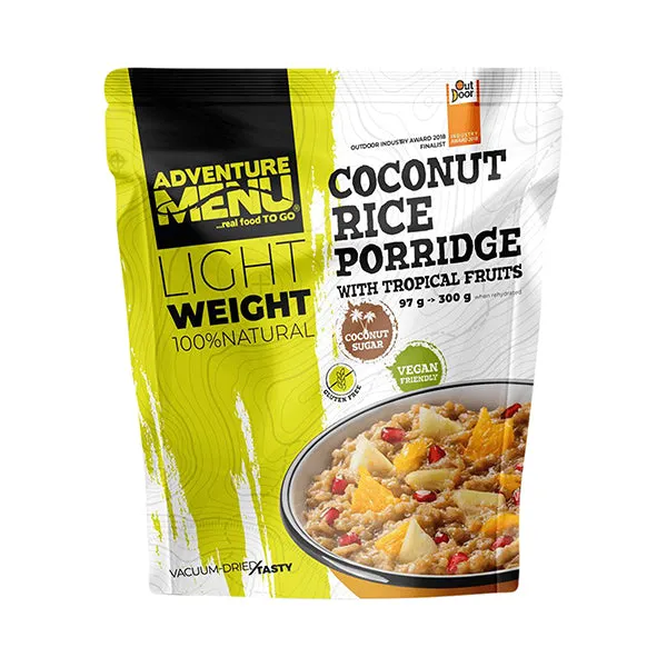 Adventure Menu -  Lightweight Reis-Kokosnuss-Brei mit Früchten