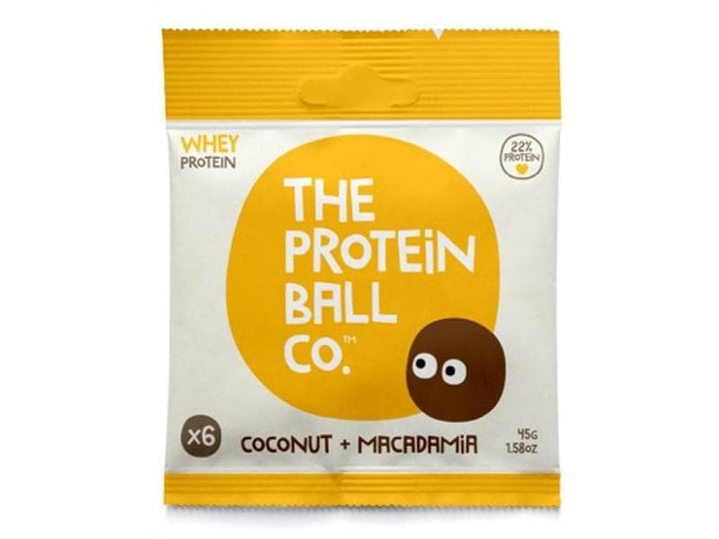 The Protein Ball Co. Protein Balls Coconut & Macadamia 45 g Proteinreiche Dattelkugeln mit Kokosnuss und Macadamia