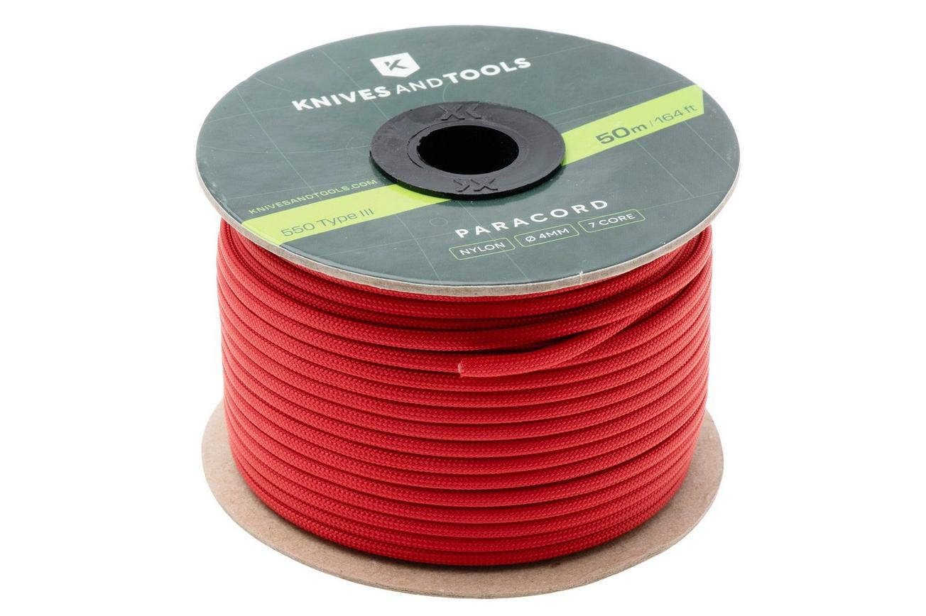 Knivesandtools 550 Paracord Type III, Cherry, 164ft (50 m)