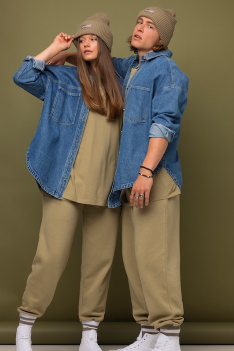 Oversized-Jeanshemd, Hemdkragen, Langarm, Unisex