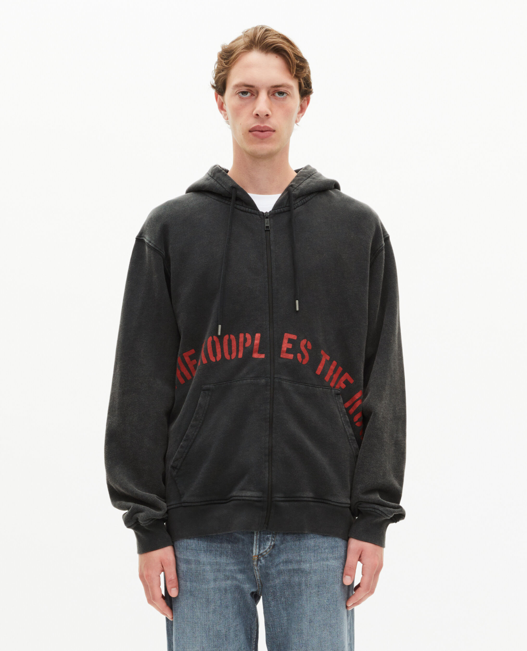 Sweatshirt zippé avec sérigraphie noir